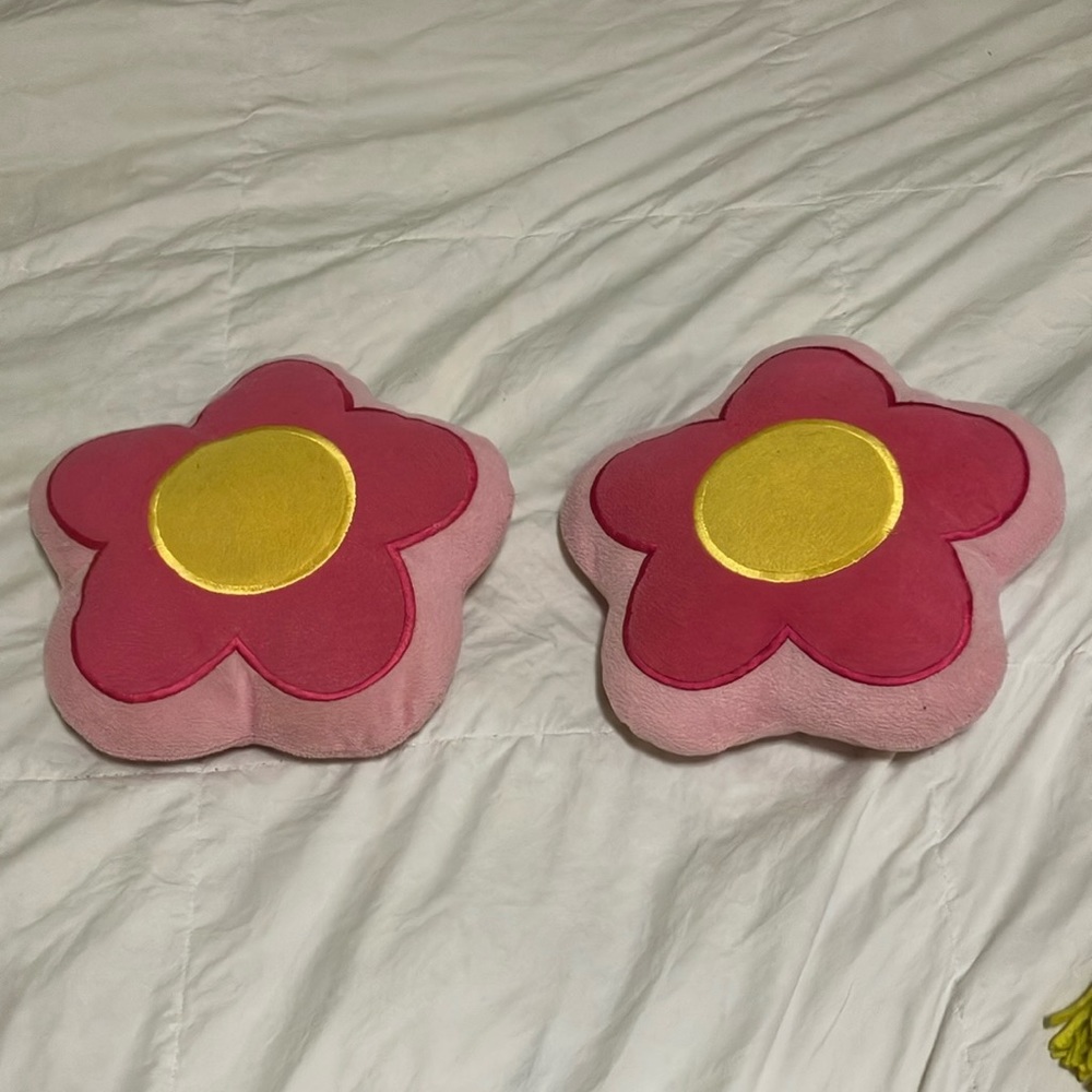 Pink & Yellow Flower Throw Pillows